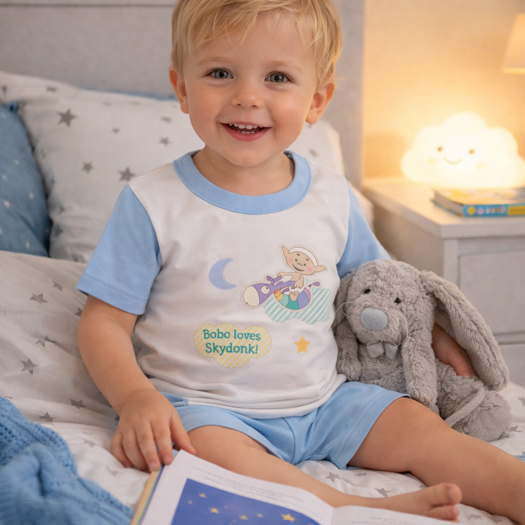 Bobo White Loves Skydonk Short Sleeve Pyjama Set