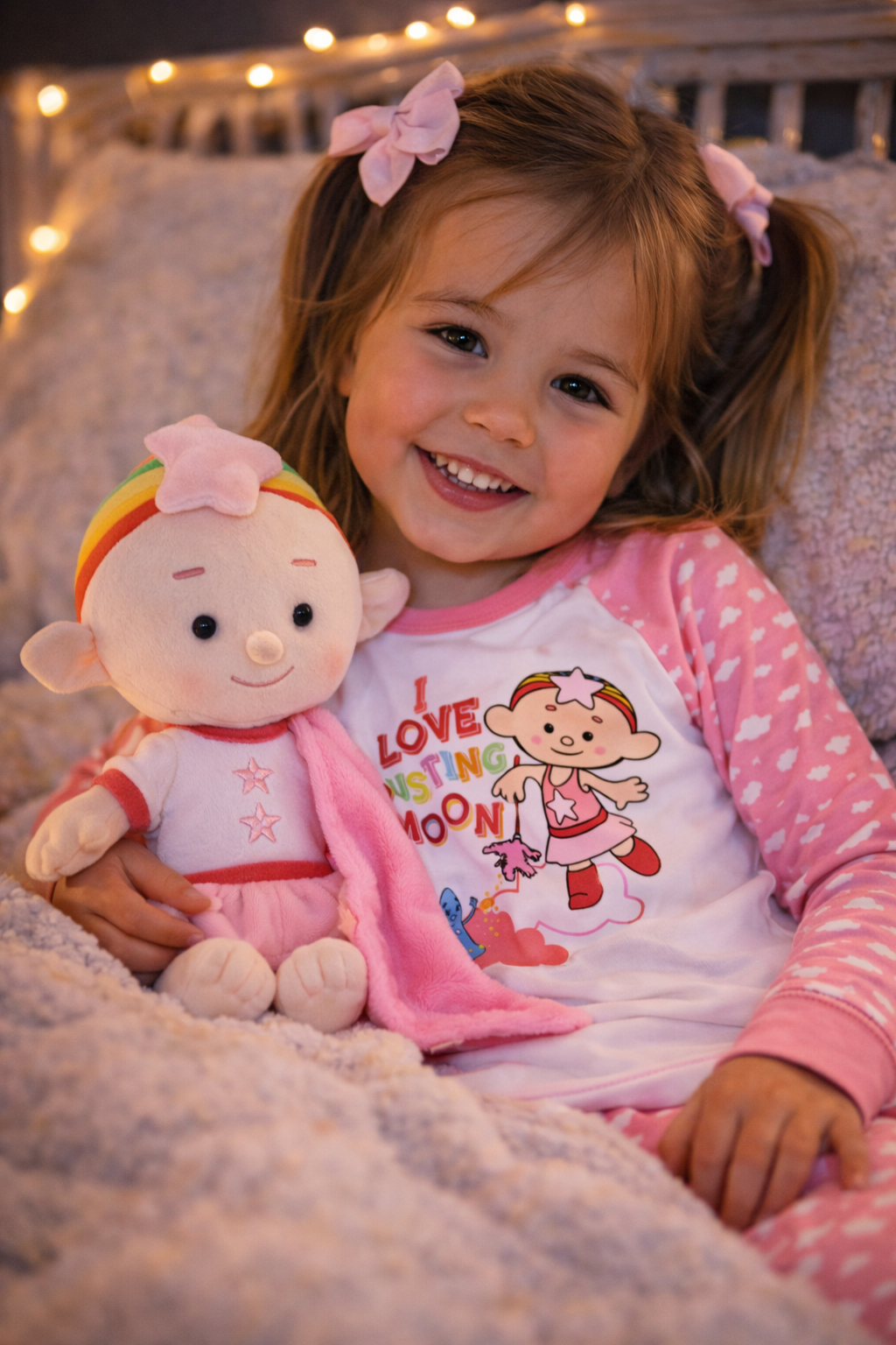 Child wearing the Cloudbabies Baba Pink raglan-sleeve pyjama set