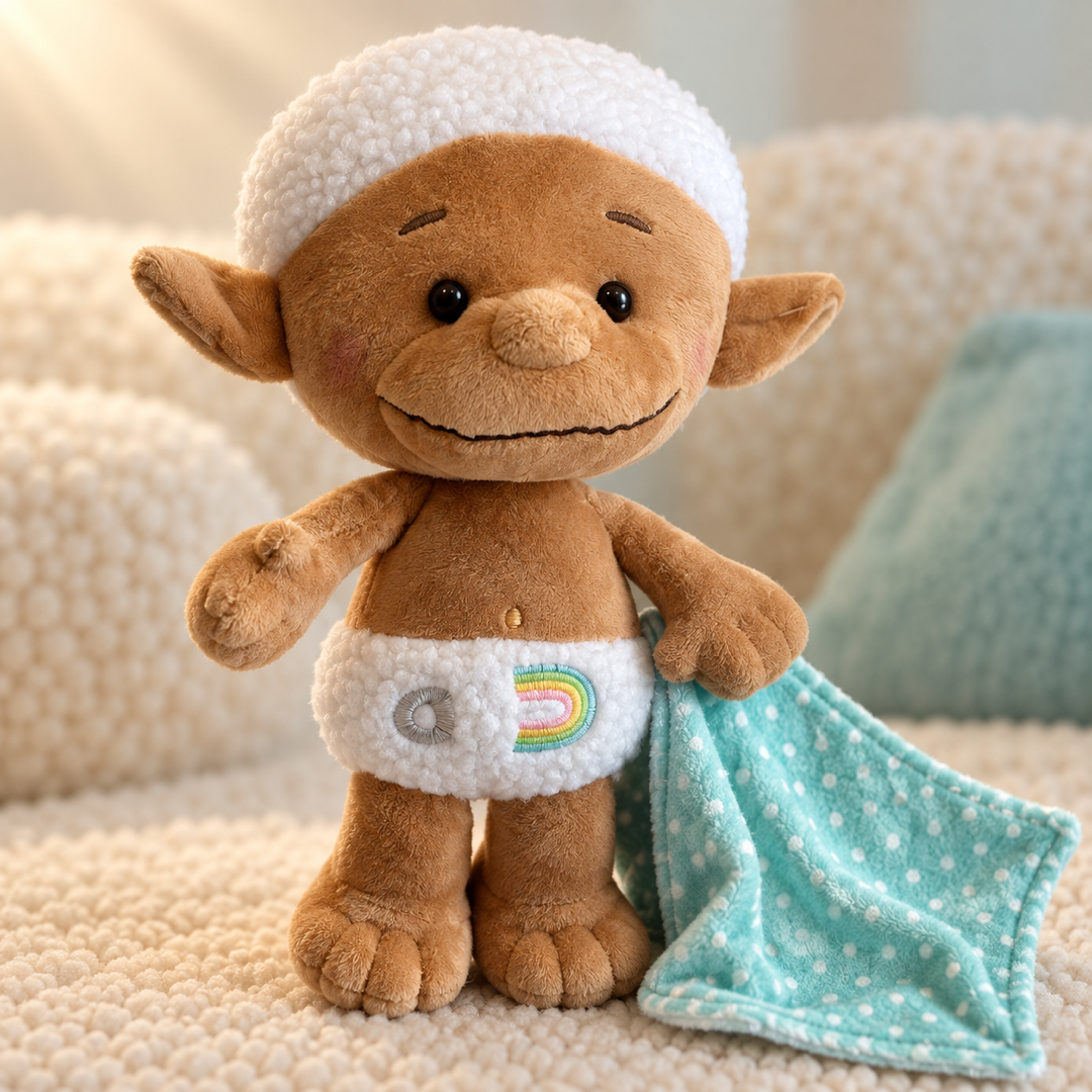 My 1st Bobo White plush toy lifestyle angle on soft clouds