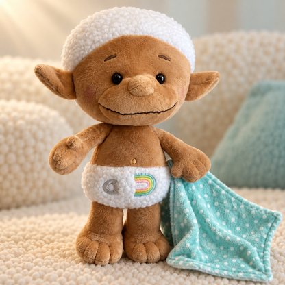 My 1st Bobo White plush toy lifestyle angle on soft clouds