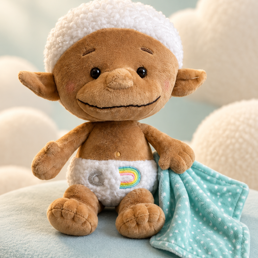 My 1st Bobo White plush toy lifestyle view on soft clouds