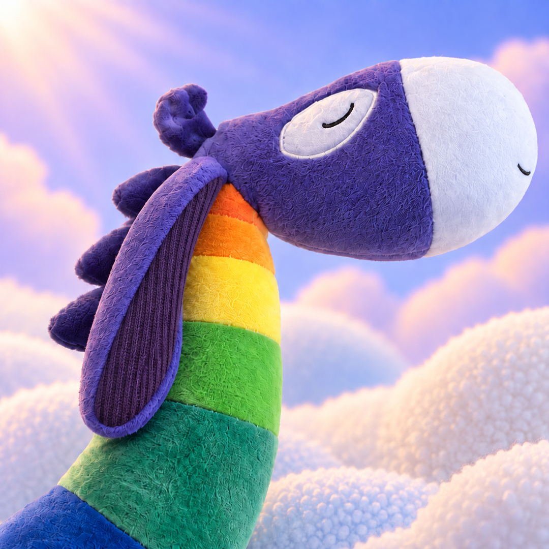 My 1st Skydonk plush toy lifestyle angle on soft clouds