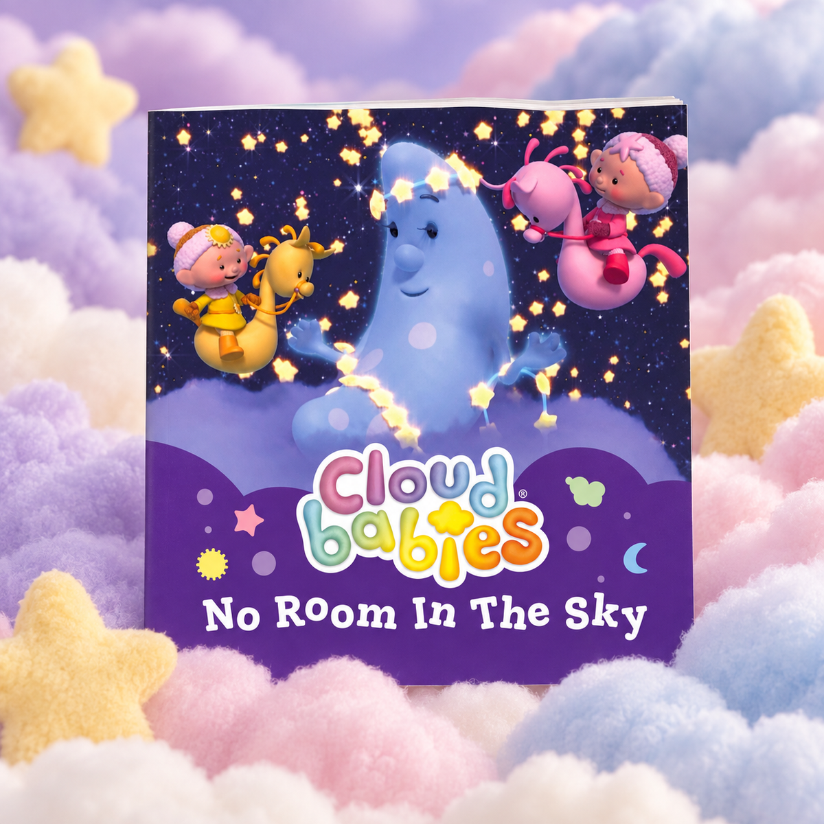 No Room In The Sky paperback story book on pastel fluffy clouds